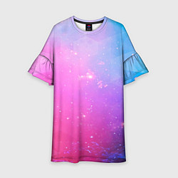 Платье клеш для девочки Звёздное геометрическое небо, цвет: 3D-принт