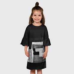 Платье клеш для девочки Белые блоки в тьме, цвет: 3D-принт — фото 2