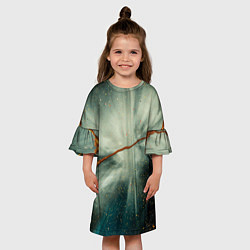 Платье клеш для девочки Туман, лучи и краски, цвет: 3D-принт — фото 2