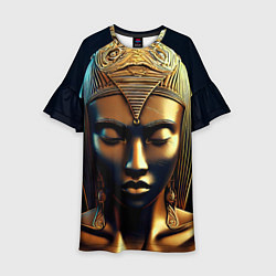 Платье клеш для девочки Нейросеть - золотая статуя египетской царицы, цвет: 3D-принт