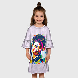 Платье клеш для девочки Геометрический портрет Джонни Деппа, цвет: 3D-принт — фото 2