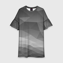 Платье клеш для девочки Серый геометрический объёмный паттерн, цвет: 3D-принт