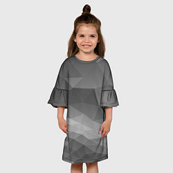 Платье клеш для девочки Серый геометрический объёмный паттерн, цвет: 3D-принт — фото 2