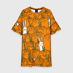 Детское платье Милые кролики в морковном поле
