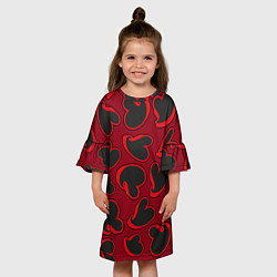 Платье клеш для девочки Black hearts, цвет: 3D-принт — фото 2