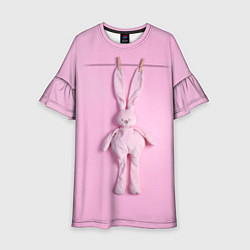 Платье клеш для девочки Розовый зайка, цвет: 3D-принт