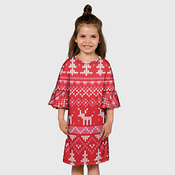 Платье клеш для девочки Тёплые олени, цвет: 3D-принт — фото 2