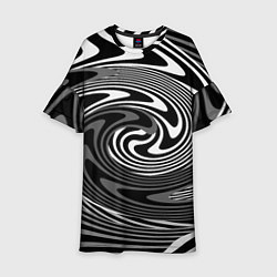 Платье клеш для девочки Black and white abstract pattern, цвет: 3D-принт