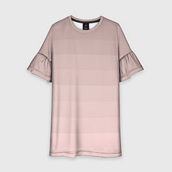 Платье клеш для девочки Монохромный полосатый розовато-бежевый, цвет: 3D-принт