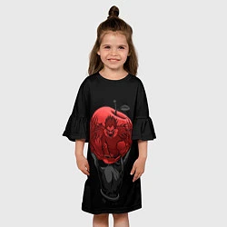 Платье клеш для девочки Рюк и красное яблоко, цвет: 3D-принт — фото 2