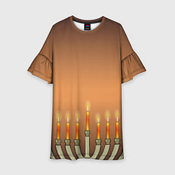 Платье клеш для девочки Уютная Ханука и звезда Давида, цвет: 3D-принт