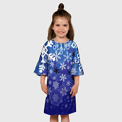 Платье клеш для девочки Сказочный снегопад, цвет: 3D-принт — фото 2