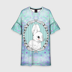Платье клеш для девочки Милый кролик в рамке, цвет: 3D-принт