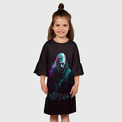 Платье клеш для девочки Ведьмак в неоновом стиле, цвет: 3D-принт — фото 2