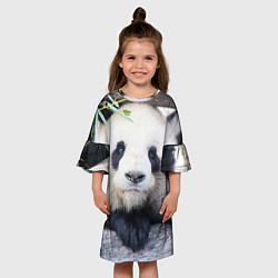 Платье клеш для девочки Панда отдыхает, цвет: 3D-принт — фото 2