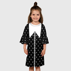 Платье клеш для девочки Уэнсдей Аддамс: униформа с черепами, цвет: 3D-принт — фото 2
