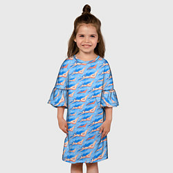 Платье клеш для девочки Плывущие девушки на голубом фоне, цвет: 3D-принт — фото 2