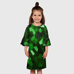 Платье клеш для девочки Коллекция зеленых изумрудов, цвет: 3D-принт — фото 2