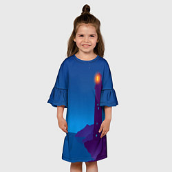 Платье клеш для девочки Маяк в ночи, цвет: 3D-принт — фото 2