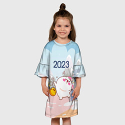 Платье клеш для девочки Зайчик и цыпленок, цвет: 3D-принт — фото 2