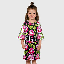 Платье клеш для девочки Елена в цветах, цвет: 3D-принт — фото 2