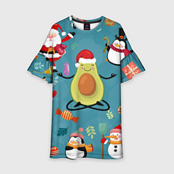 Платье клеш для девочки Новогодний авокадо, цвет: 3D-принт