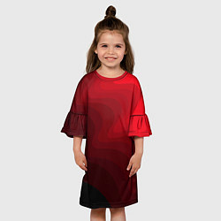 Платье клеш для девочки Красный абстрактный фон волны, цвет: 3D-принт — фото 2