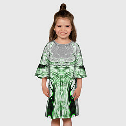 Платье клеш для девочки Зеленый узор, цвет: 3D-принт — фото 2
