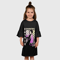 Платье клеш для девочки Шинобу Кочо - Клинок, рассекающий демонов, цвет: 3D-принт — фото 2