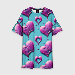 Платье клеш для девочки Паттерн сердца и капли, цвет: 3D-принт