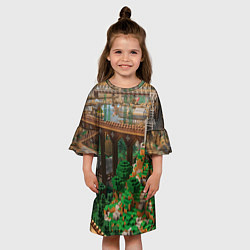 Платье клеш для девочки Minecraft постройка, цвет: 3D-принт — фото 2