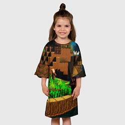 Платье клеш для девочки Minecraft ферма, цвет: 3D-принт — фото 2