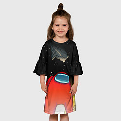 Платье клеш для девочки Красный член экипажа, цвет: 3D-принт — фото 2