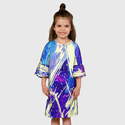 Платье клеш для девочки Синие и фиолетовые мазки краски, цвет: 3D-принт — фото 2