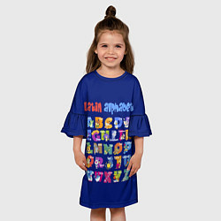 Платье клеш для девочки Латинский алфавит для детей, цвет: 3D-принт — фото 2