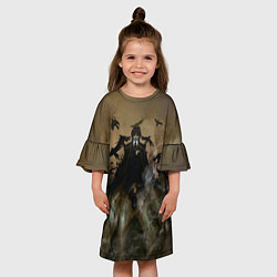 Платье клеш для девочки Уэнсдэй и вороны, цвет: 3D-принт — фото 2