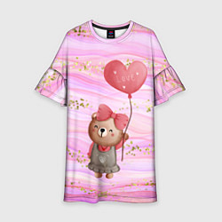 Платье клеш для девочки Мишка с шариком Love, цвет: 3D-принт