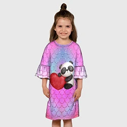 Платье клеш для девочки Милая панда с сердечком, цвет: 3D-принт — фото 2