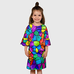 Платье клеш для девочки Разноцветная мозаика, цвет: 3D-принт — фото 2