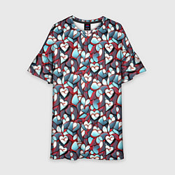 Платье клеш для девочки Абстрактный паттерн с сердцами, цвет: 3D-принт