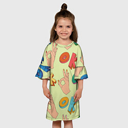 Платье клеш для девочки Emoji ok, цвет: 3D-принт — фото 2