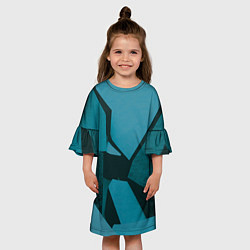 Платье клеш для девочки Синие камни, цвет: 3D-принт — фото 2