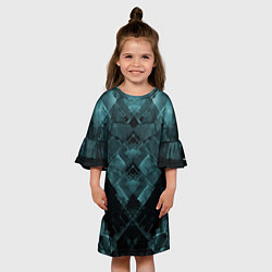 Платье клеш для девочки Голубые и чёрные полоски, цвет: 3D-принт — фото 2