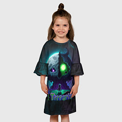 Платье клеш для девочки Terraria monster, цвет: 3D-принт — фото 2