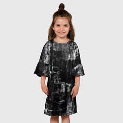 Платье клеш для девочки Абстракт чёрного и белого, цвет: 3D-принт — фото 2