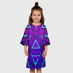 Платье клеш для девочки Cyber armor - neon, цвет: 3D-принт — фото 2
