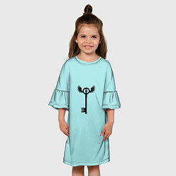 Платье клеш для девочки Ключик к замочку голубой, цвет: 3D-принт — фото 2