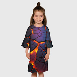Платье клеш для девочки Неоновая лава - течение, цвет: 3D-принт — фото 2