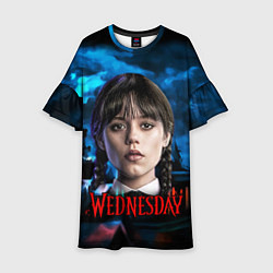 Платье клеш для девочки Wednesday horror, цвет: 3D-принт
