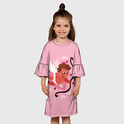 Платье клеш для девочки Маленький амур с луком, цвет: 3D-принт — фото 2